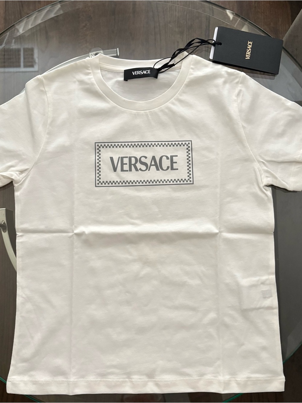 Versace Kids 8y Printed Cotton-Jersey T-Shirt with Gray Logo